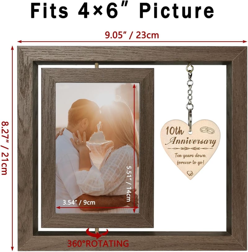 10th Anniversary Picture Frame for Couples, Fits Two 4x6 Photos