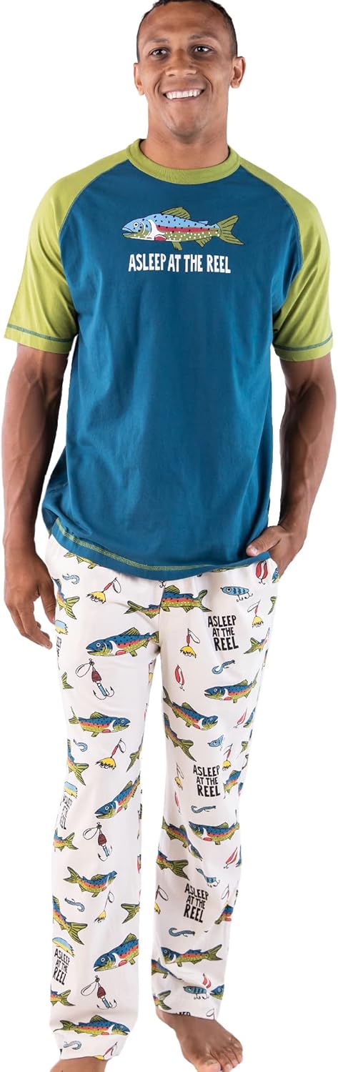 Men's Cotton Pajama Set with Funny Animal Prints, Short Sleeve