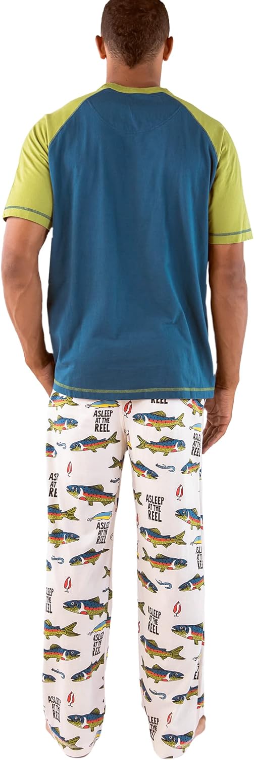 Men's Cotton Pajama Set with Funny Animal Prints, Short Sleeve