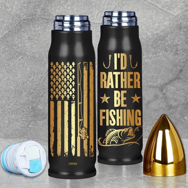 Fishing Tumbler Mug, 16 Oz, Red & Blue – Gift for Men