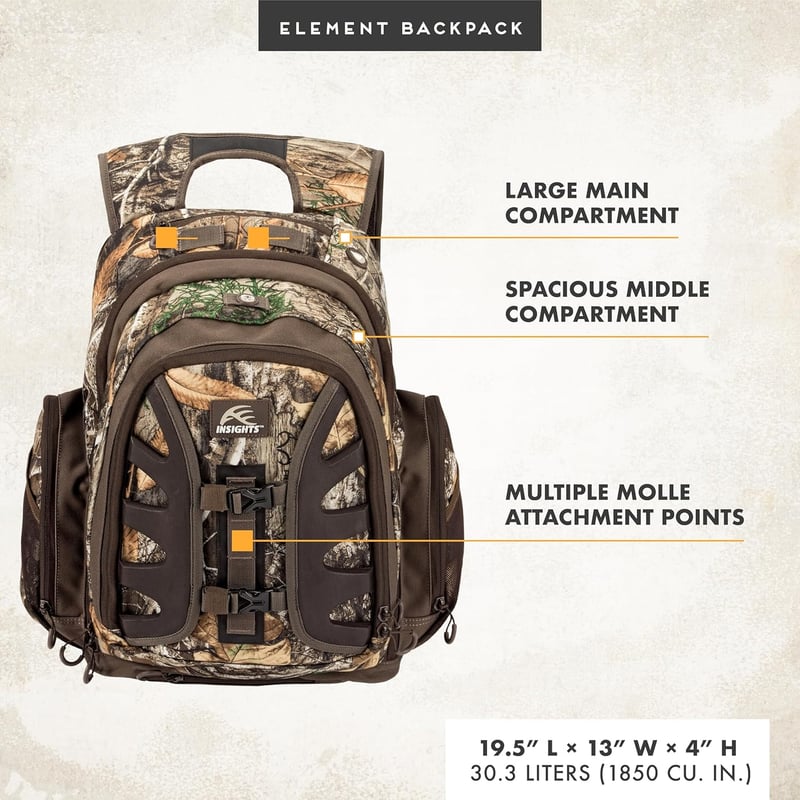 Hunting & Outdoor Backpack, 1,831 cu in Heavy Duty Design