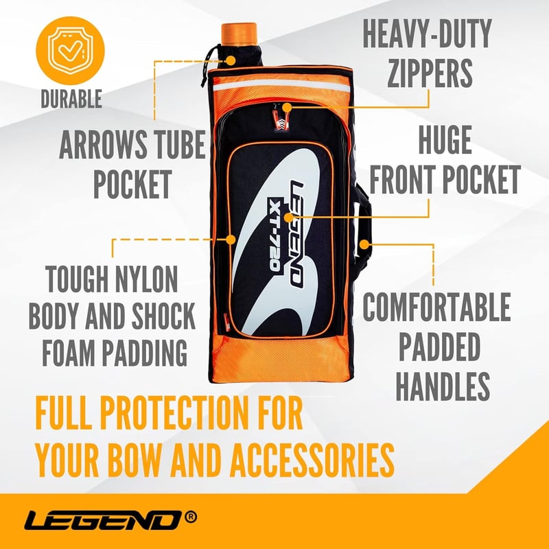 Recurve Bow Case with Arrow Tube - Padded Nylon Archery Backpack