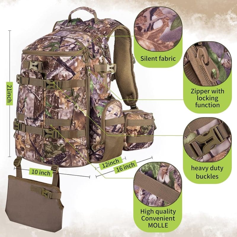 Hunting Backpack 40L with Padded Weapon Compartment & Rain Cover