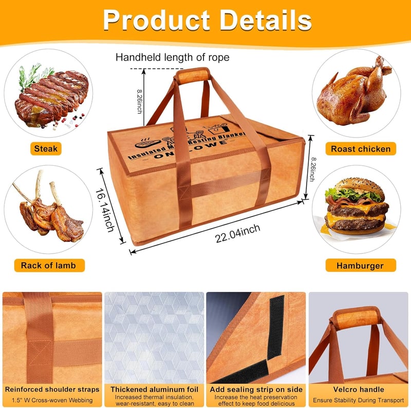 BBQ Meat Resting Blanket - Insulated Bag for Smoking & Grilling (21.2 in)