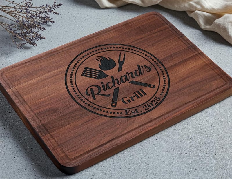 Father's Day Personalized BBQ Cutting Board, Engraved Wood Gift
