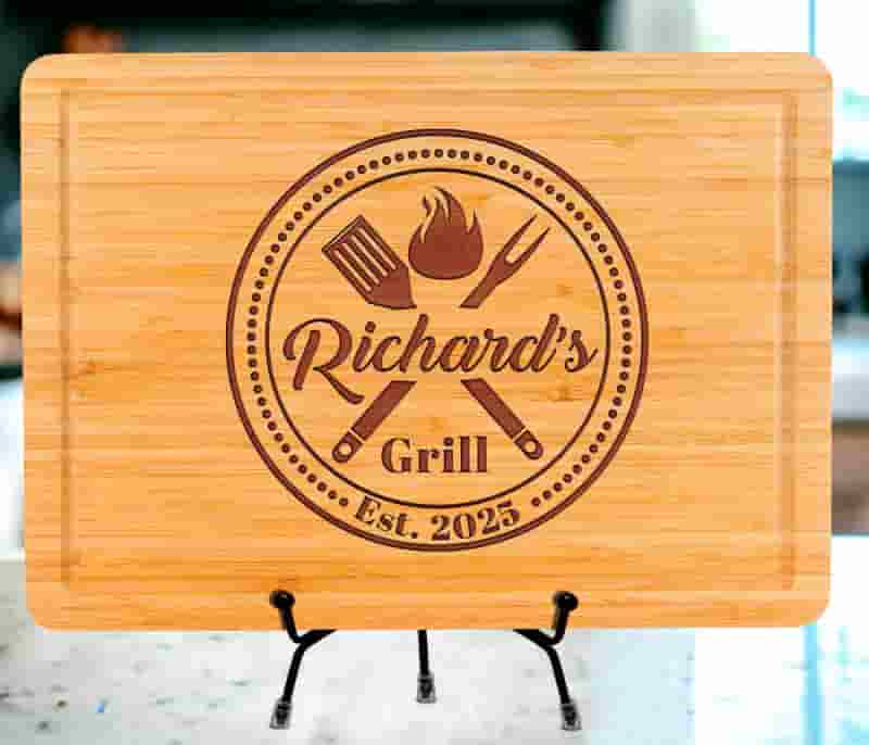 Father's Day Personalized BBQ Cutting Board, Engraved Wood Gift