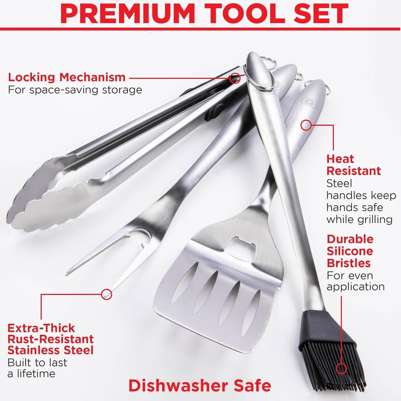 BBQ Grill Tool Set – Heavy Duty Stainless Steel Gift for Men
