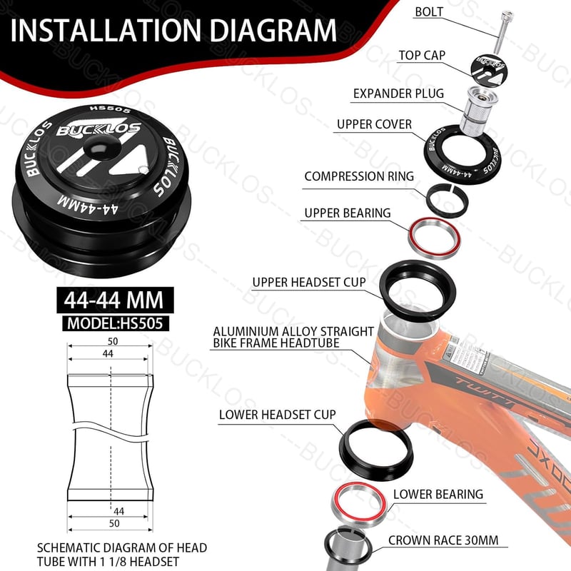 Bike Headset for MTB & Road Bikes, Threadless Double Sealed