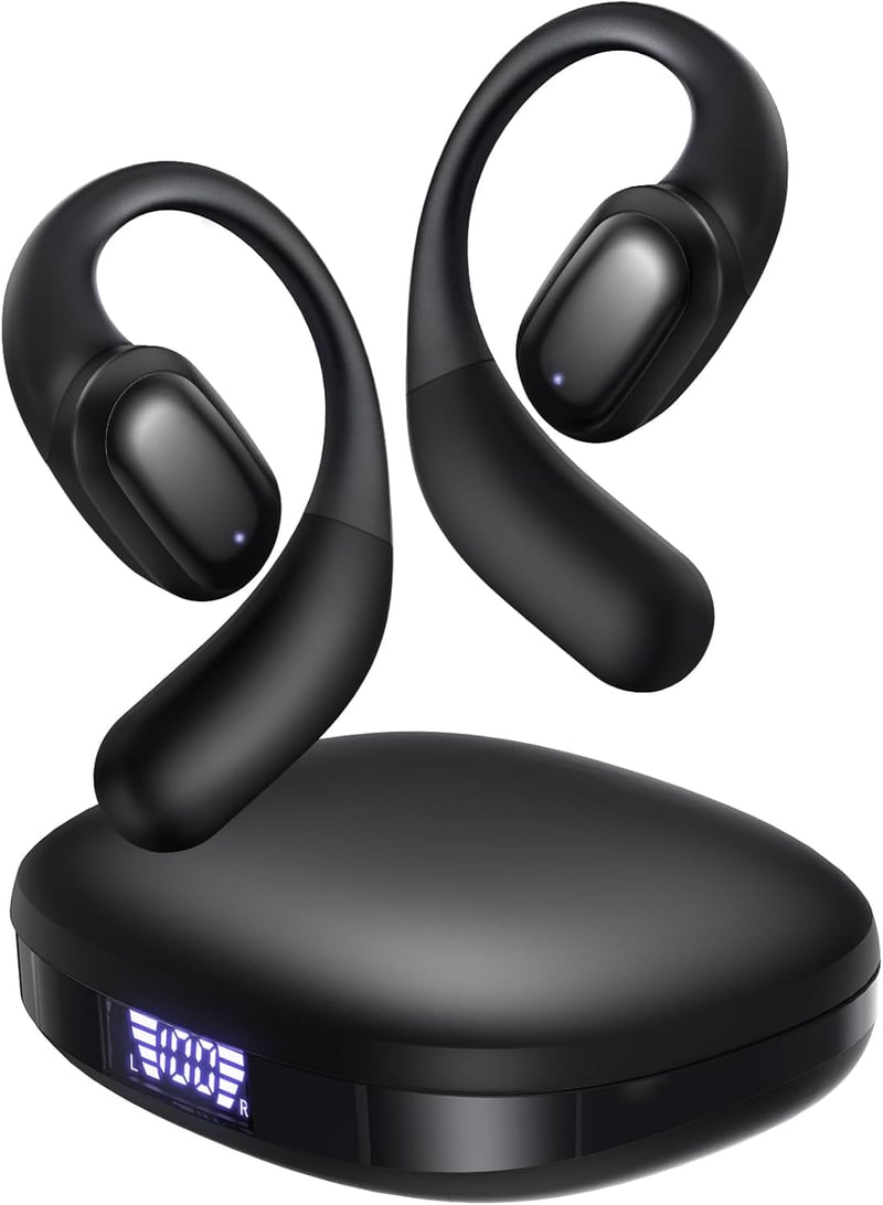 Bluetooth 5.3 Open-Ear Headphones with Mic, 40H Playtime & IPX6