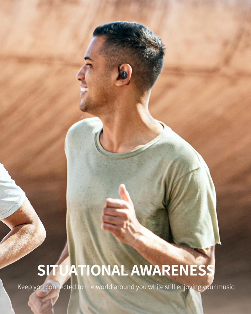 Bluetooth 5.3 Open-Ear Headphones with Mic, 40H Playtime & IPX6