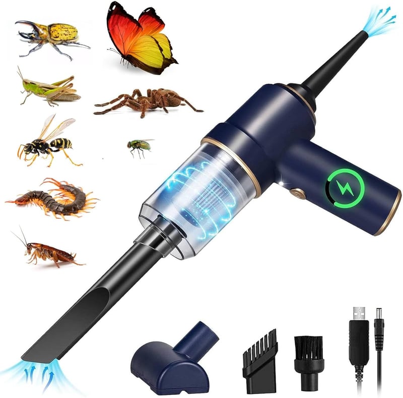 Cordless 5-in-1 Bug Vacuum & Blower – Rechargeable, Blue