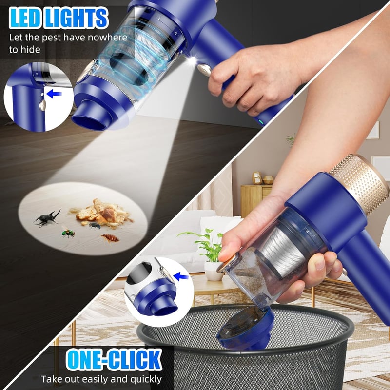Bug Vacuum Catcher with LED, Cordless Handheld for Home