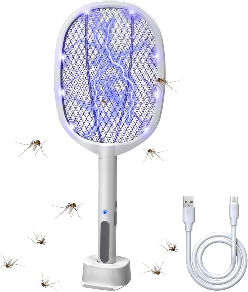 Electric Bug Zapper Racket, 3000V Handheld USB-Rechargeable Fly Swatter