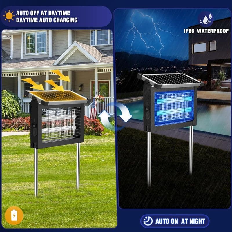 Solar Bug Zapper with Sensor Panel for Home and Outdoor Camping