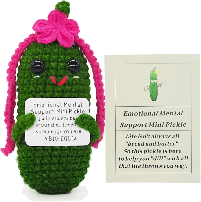 Good Luck Crochet Pickle with Affirmation Card