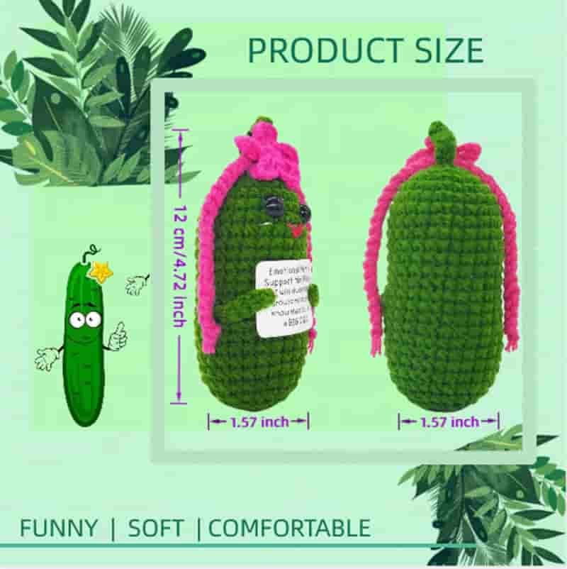 Good Luck Crochet Pickle with Affirmation Card