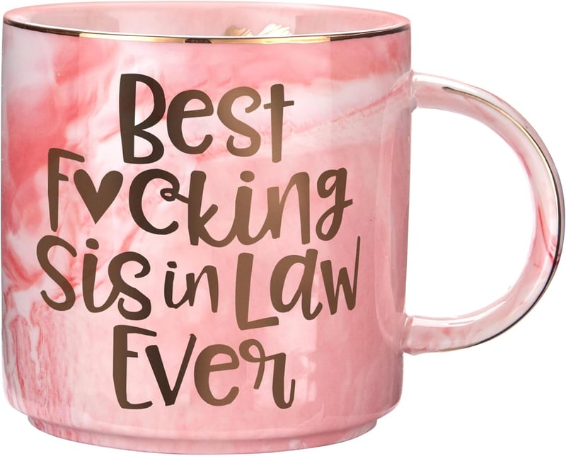 Funny Sister-In-Law Pink Marble Mug, 11.5oz