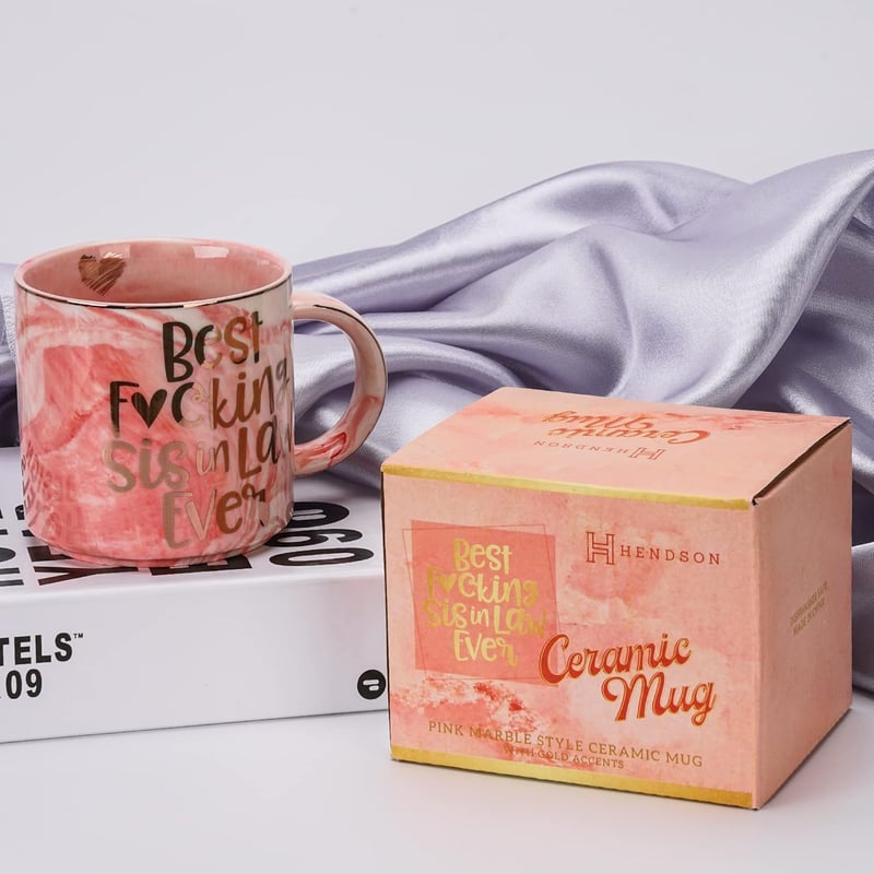 Funny Sister-In-Law Pink Marble Mug, 11.5oz