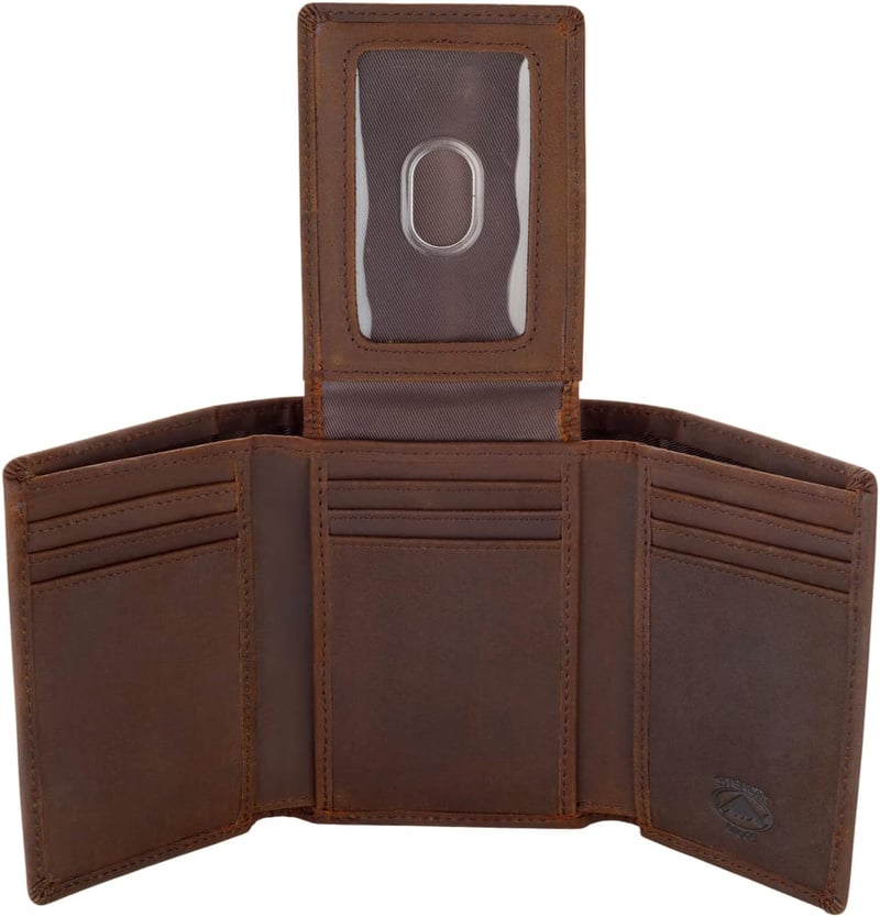 Men's RFID-Blocking Brown Leather Wallet with ID Holder