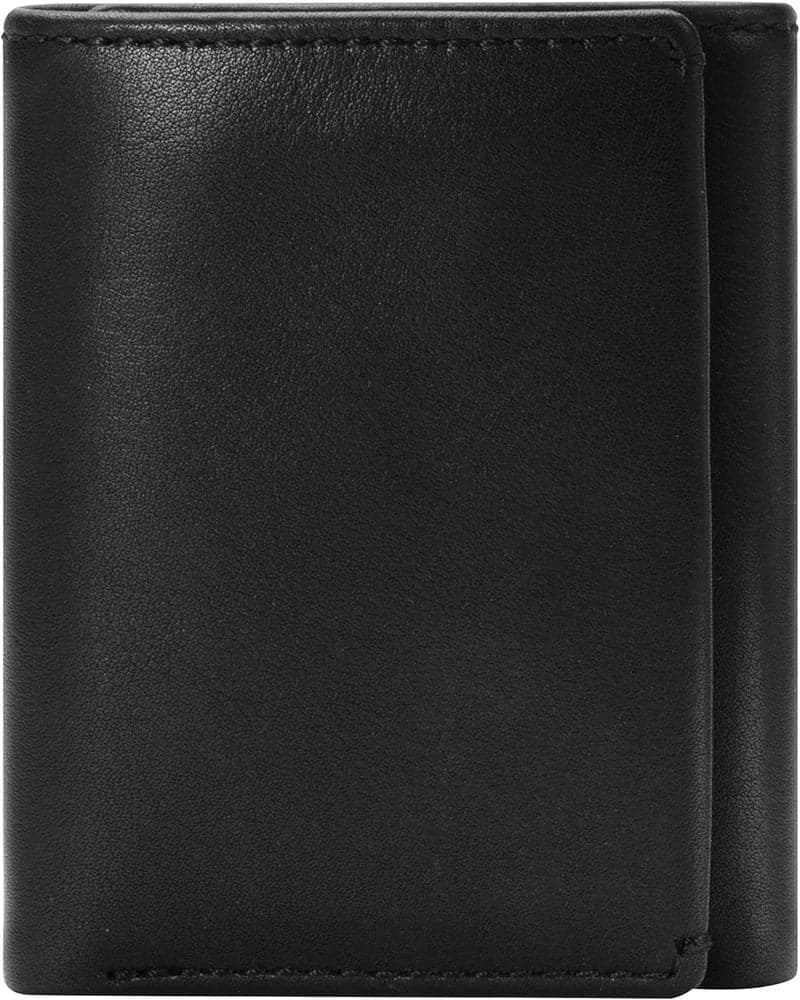 Men's Black Trifold Wallet - RFID Blocking, Full Grain Leather