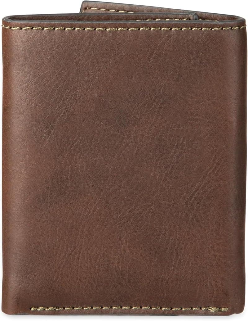 Levi's Men's Slim Trifold Wallet with ID Window, Brown Stitch
