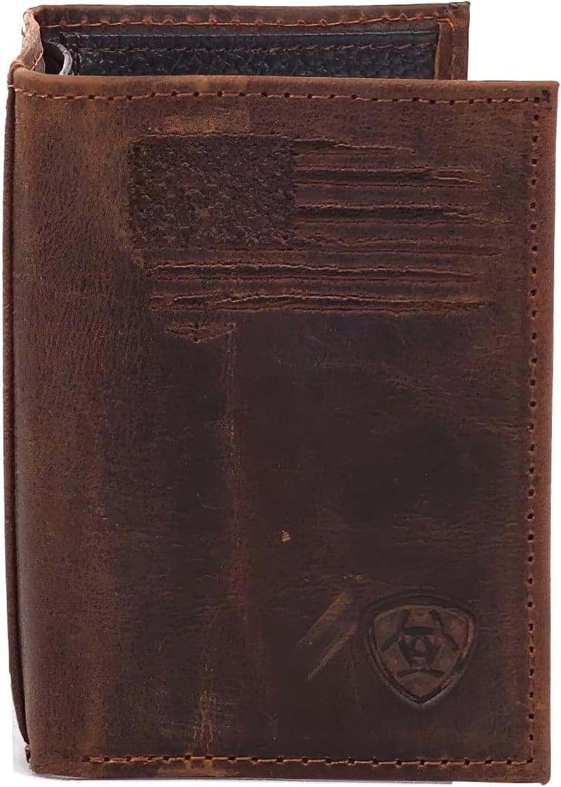 Men's Distressed USA Flag Leather Wallet