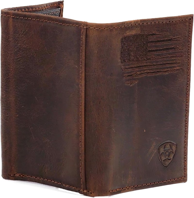 Men's Distressed USA Flag Leather Wallet