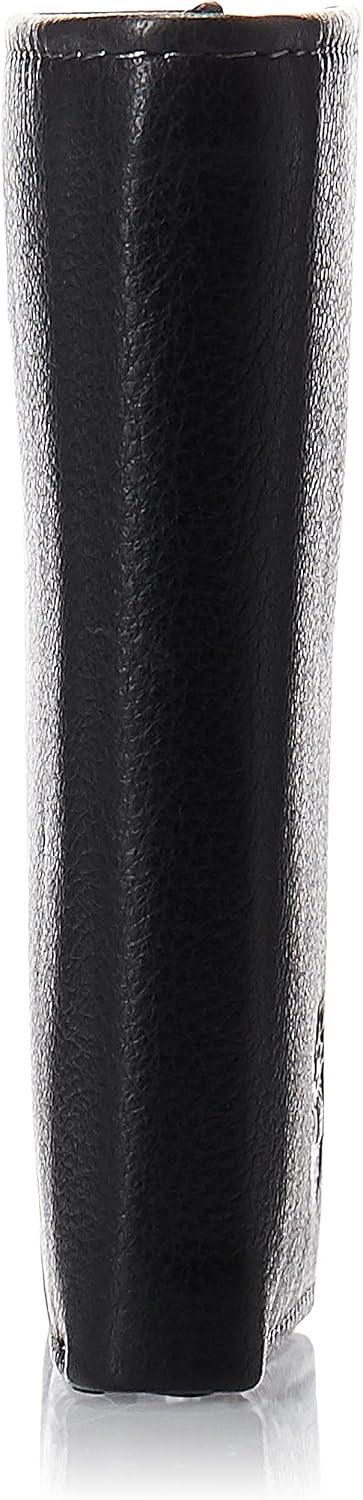 Men's Black Leather Trifold Wallet with ID Window