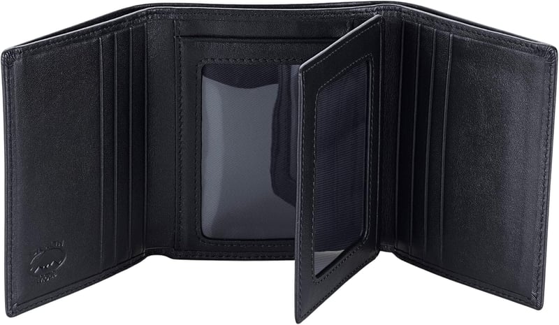 Men's RFID Leather Trifold Wallet with Flip-Out ID Holder