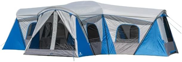 16-Person Cabin Tent, 3-Room, Blue/Silver