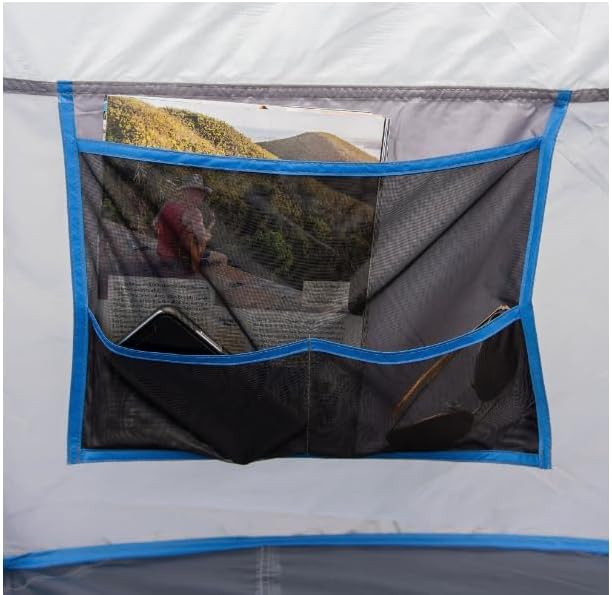 16-Person Cabin Tent, 3-Room, Blue/Silver