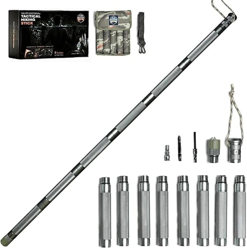 Outdoor Tactical Walking Stick - 15-in-1 Collapsible Trekking Pole