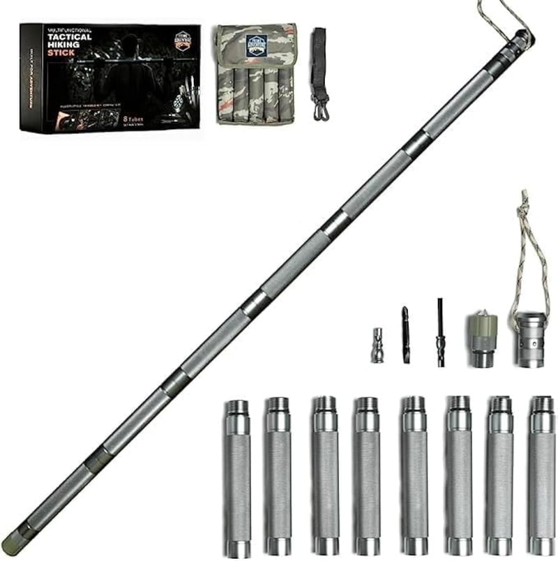 Outdoor Tactical Walking Stick - 15-in-1 Collapsible Trekking Pole