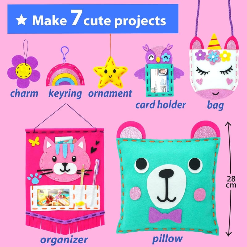 Beginner Kids Sewing Kit: 7 DIY Plush Crafts