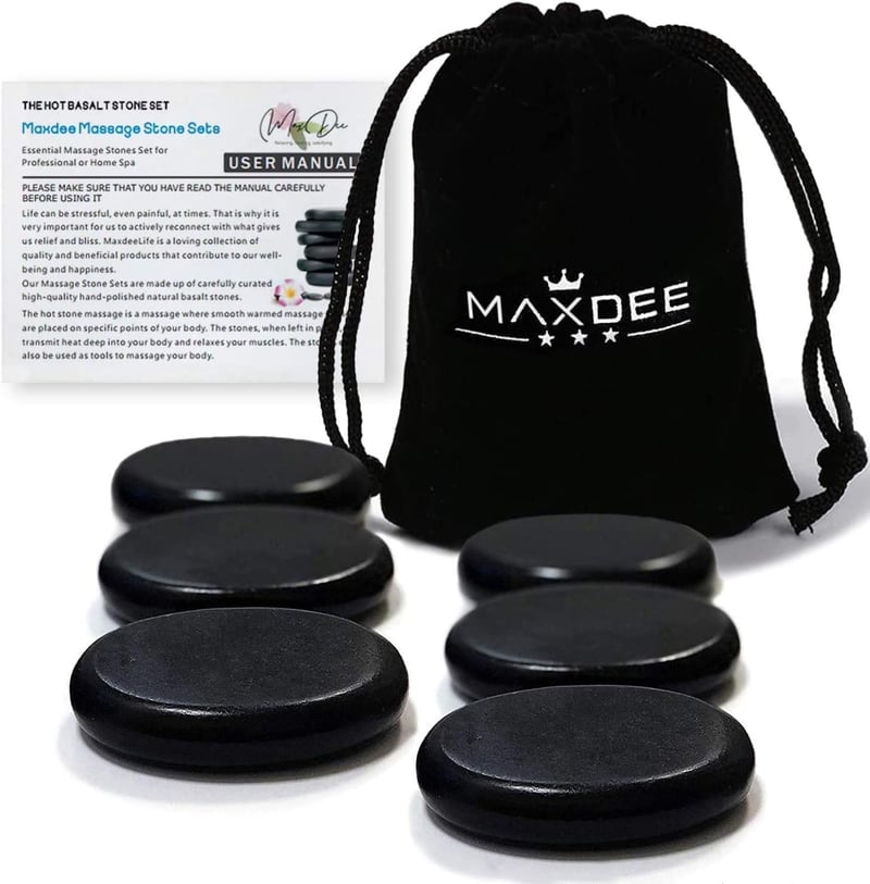 Hot Stones Massage Kit – 6 Medium Stones for Spa & Pain Relief