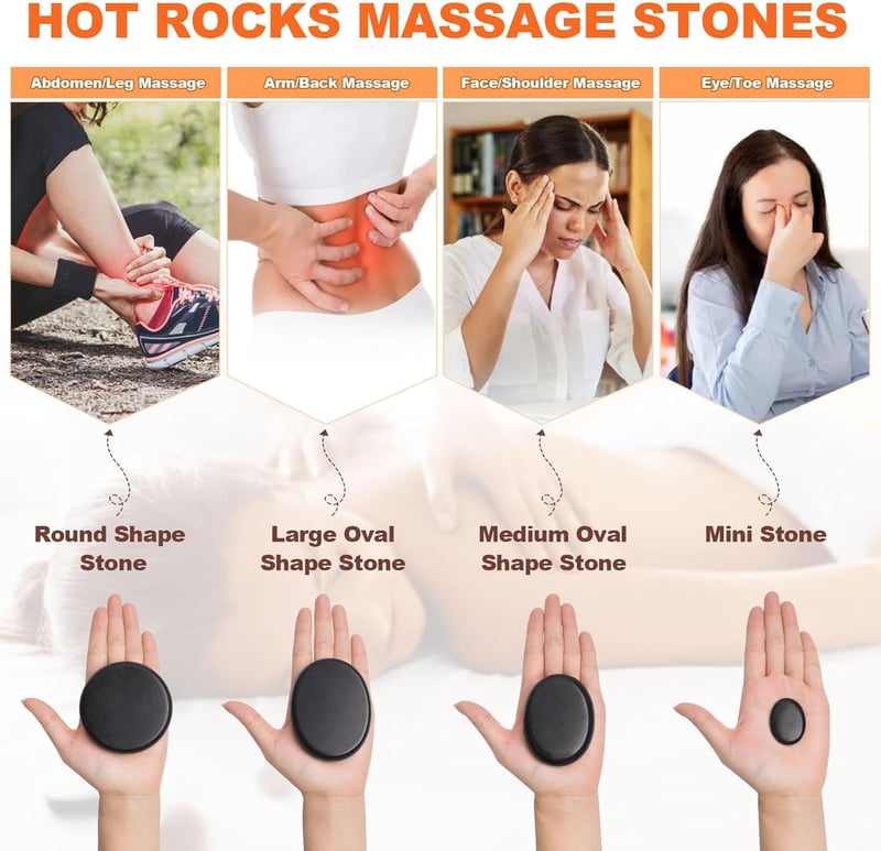 Hot Stones Massage Kit with Heater, 9-Piece Basalt Spa Set