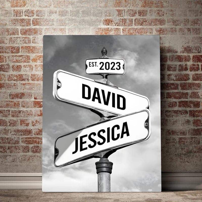 Anniversary Street Sign Canvas for Couples – Personalized Gift