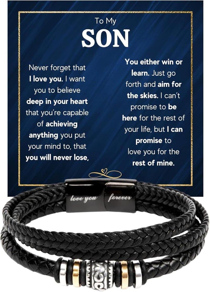 Son's Cuban Cross Bracelet with Message Card Gift Box