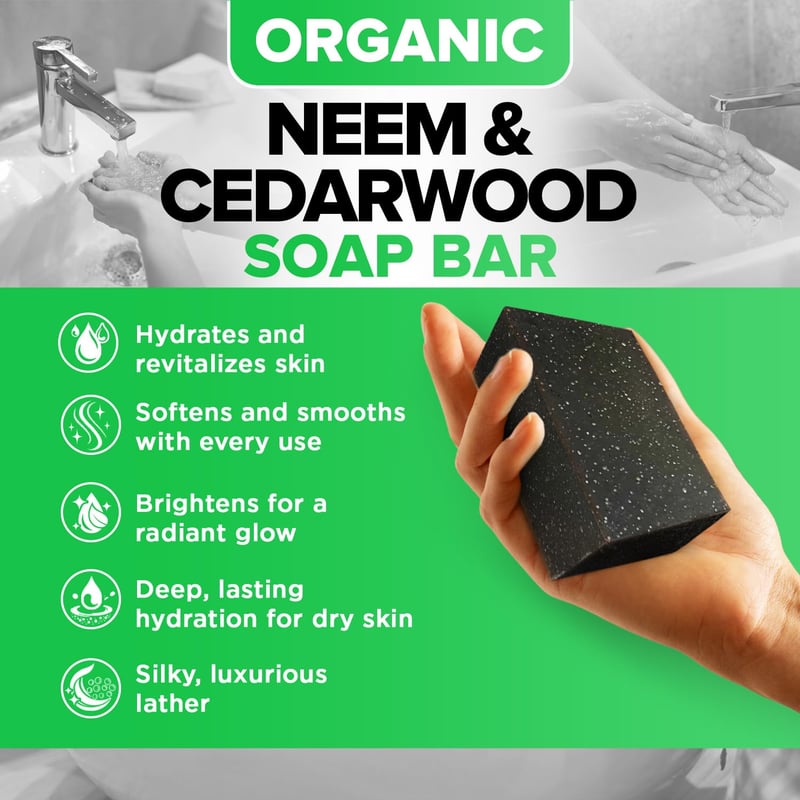 Organic Neem Soap Bar 2-Pack – Moisturizing Herbal Cleanser