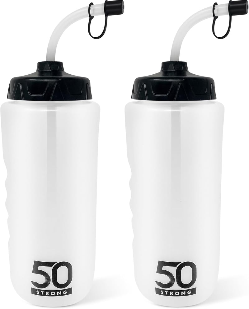 Sports Water Bottles 2-Pack, 1L, BPA-Free with Straws & Grip