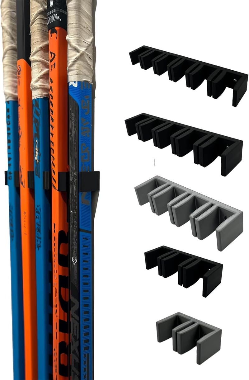 Hockey Stick Wall Mount Organizer, Black, Holds 6 Sticks