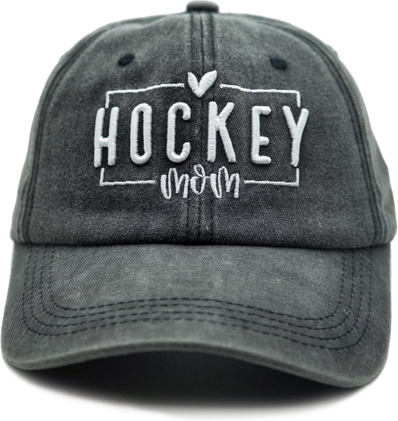 Hockey Mom Embroidered Black Adjustable Baseball Cap