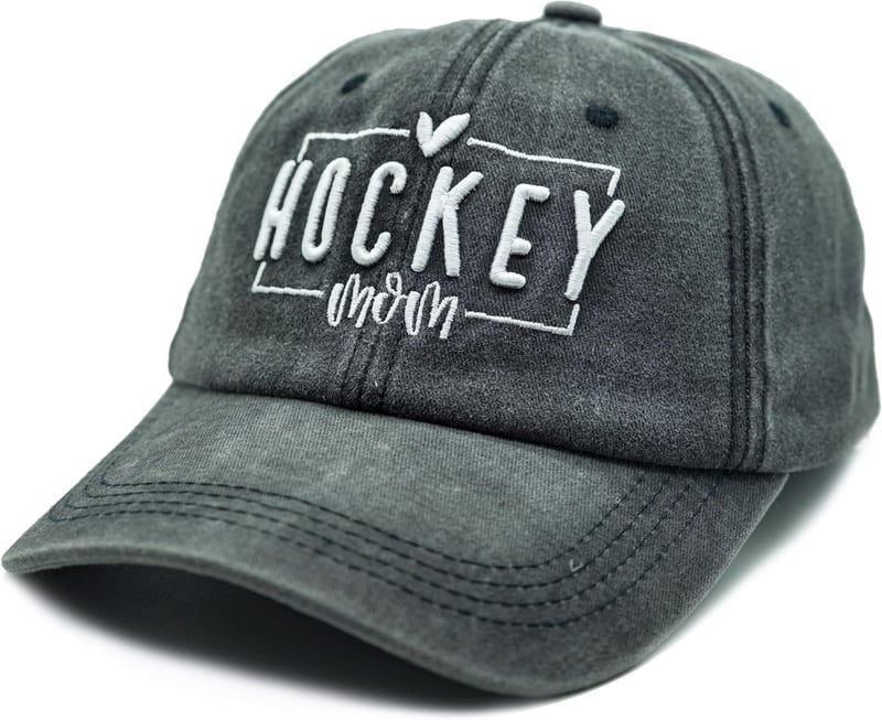 Hockey Mom Embroidered Black Adjustable Baseball Cap