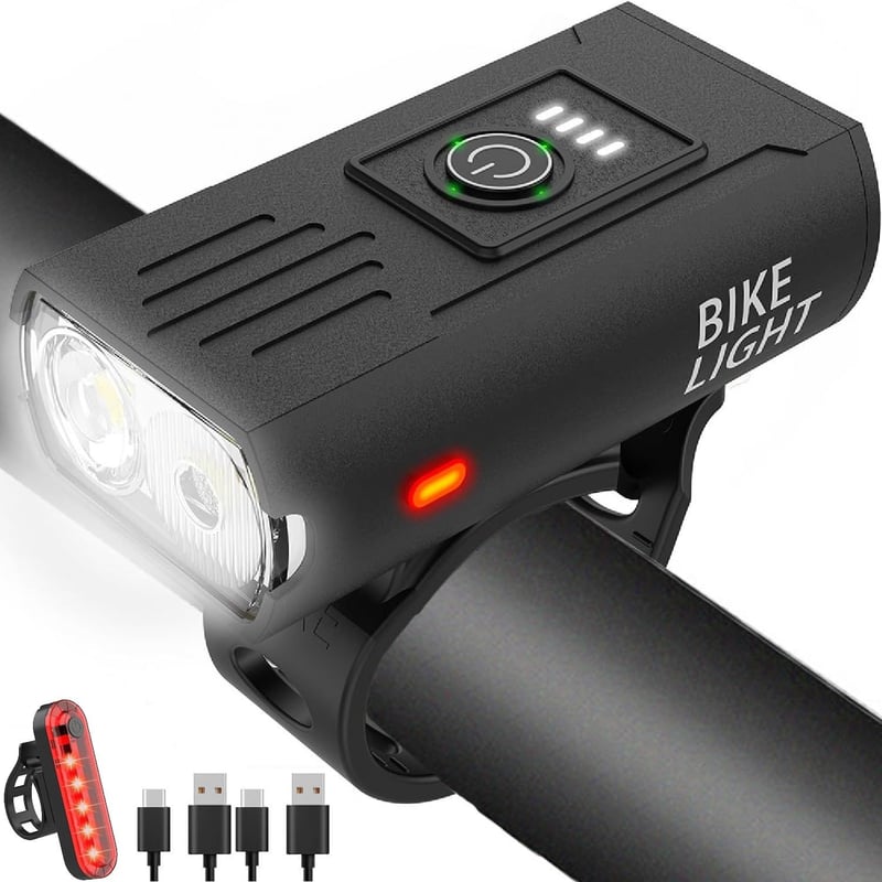 Bike Light Set: USB Rechargeable, Waterproof, High Lumens