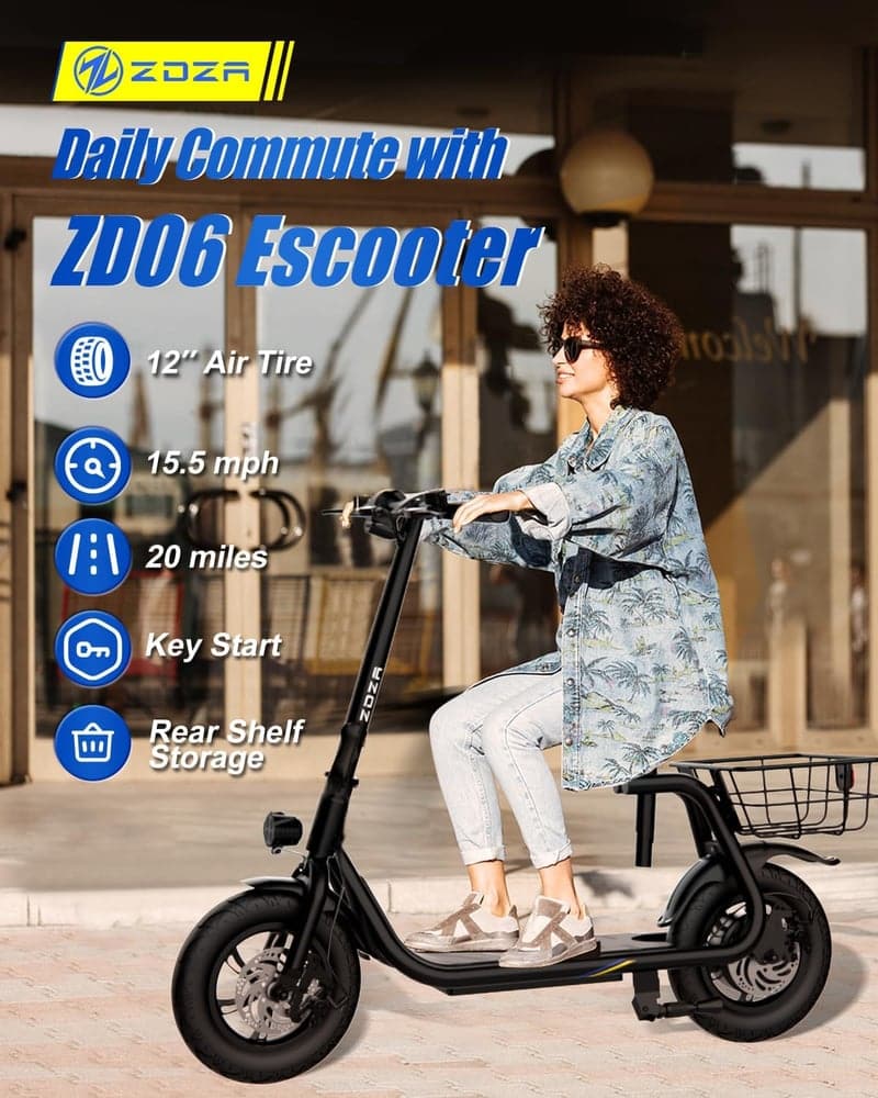 Electric Scooter with Seat, 20 Mile Range, Foldable
