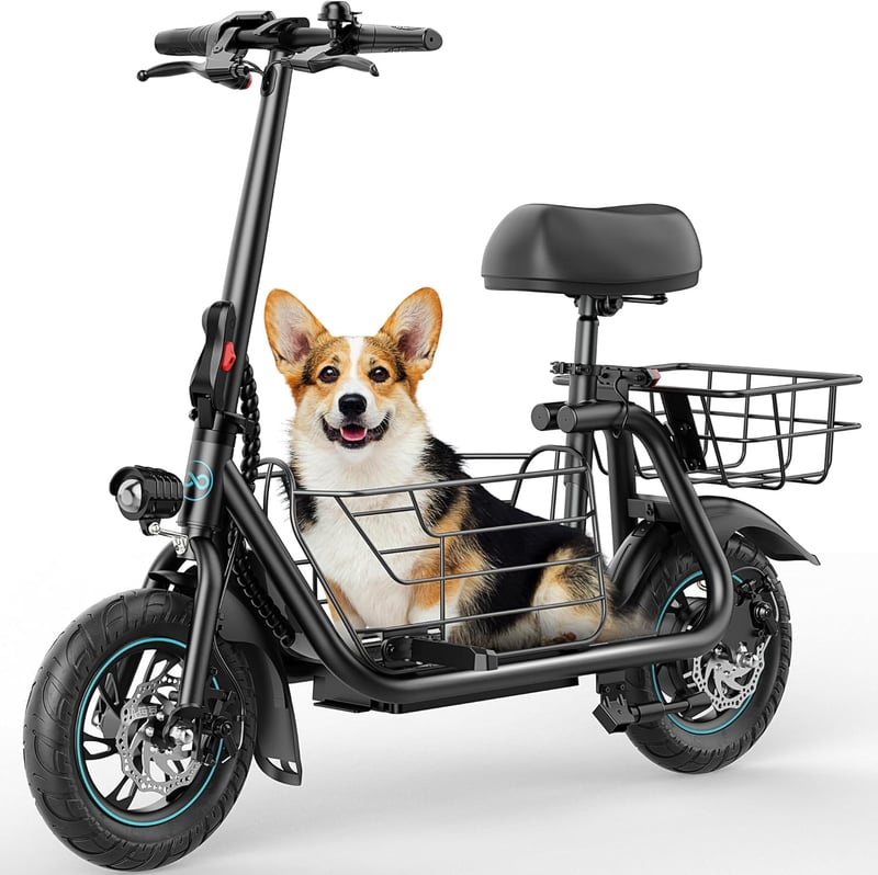 Electric Scooter with Basket & 550W Motor