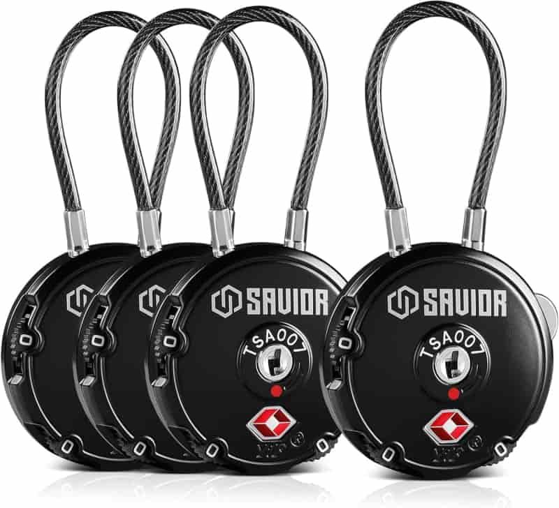 Savior TSA Rifle Cable Locks, Obsidian Black, 4-Pack