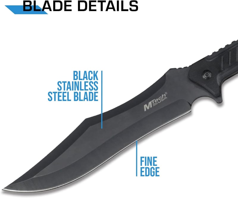 Black Stainless Steel Fixed Blade Knife - Black G10 Handle