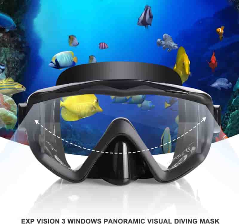 Scuba Diving Mask with Anti-Fog Tempered Glass