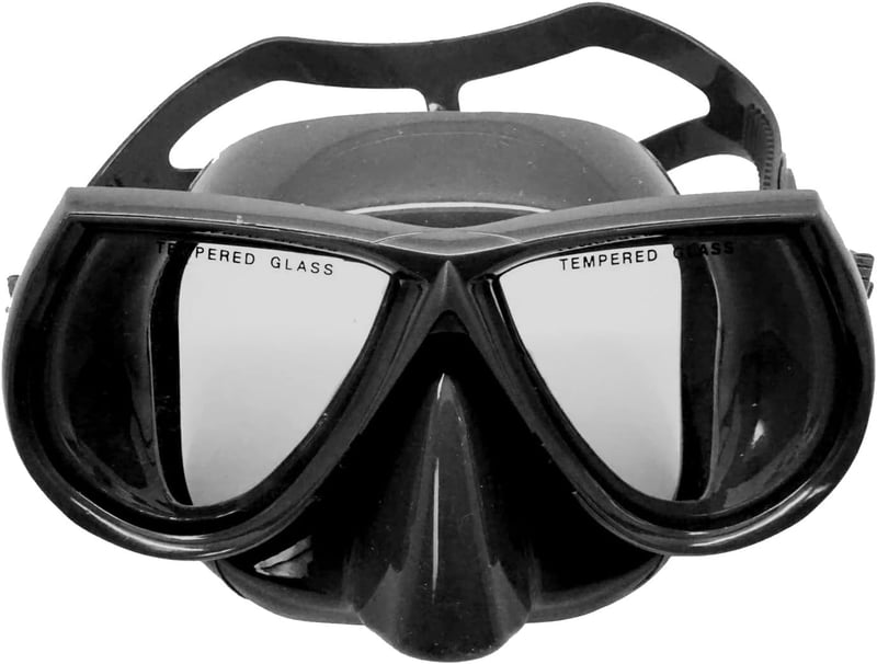Black Dive Mask: Scuba & Spearfishing, Tempered Glass